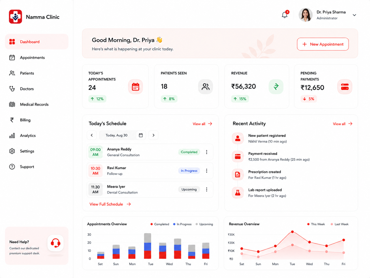 Namma Clinic Interface